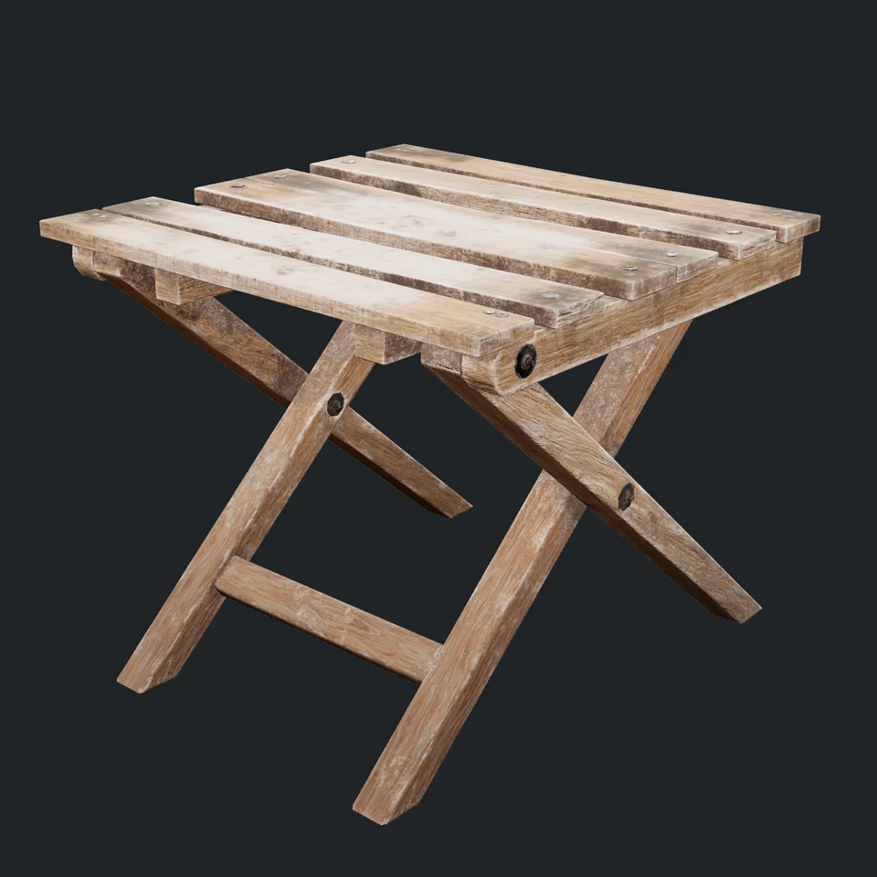 Folding wooden stool